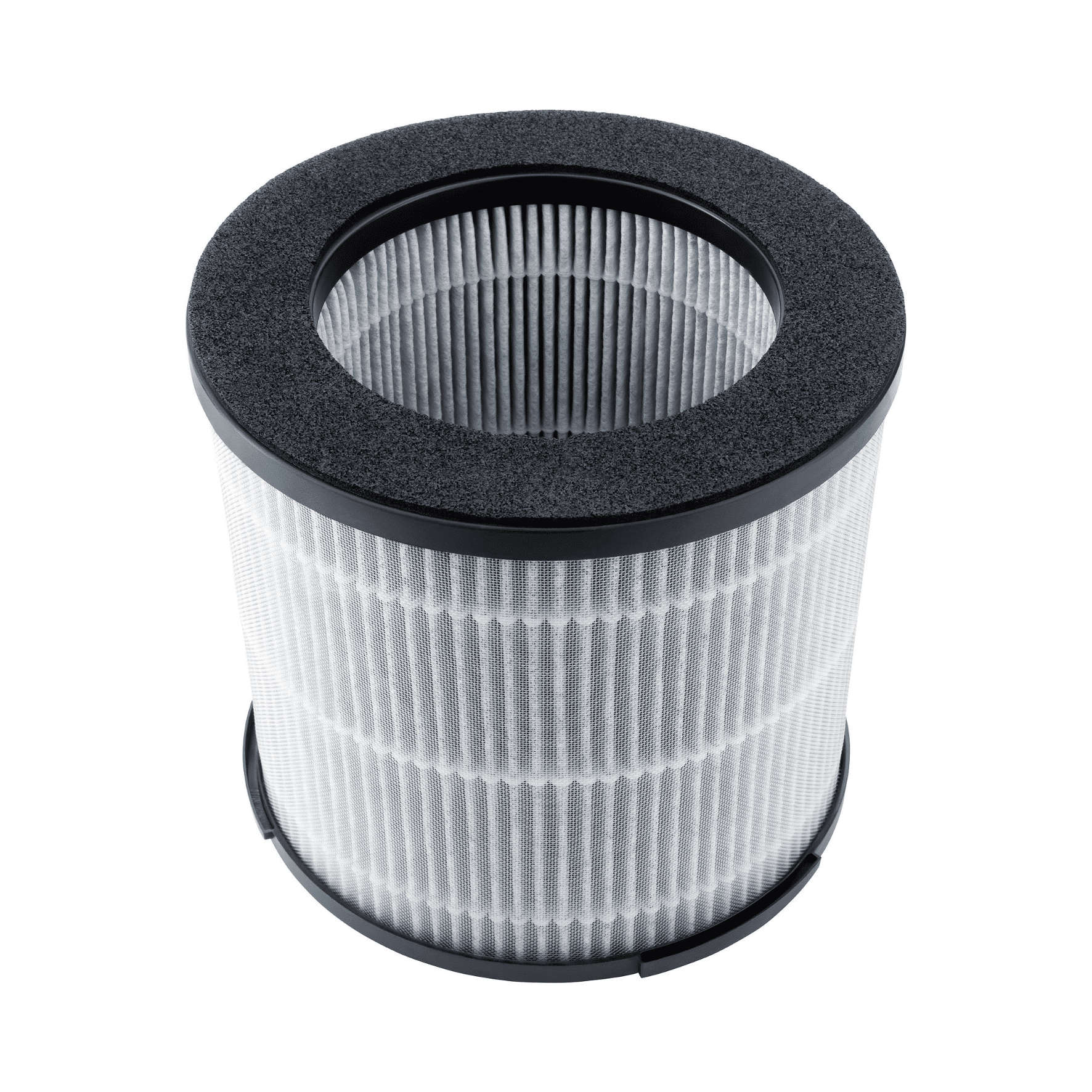 Luftreinigerfilter von Steba, rund mit schwarzem Rahmen und gefalteter Filterstruktur, zur Verbesserung der Luftqualität.