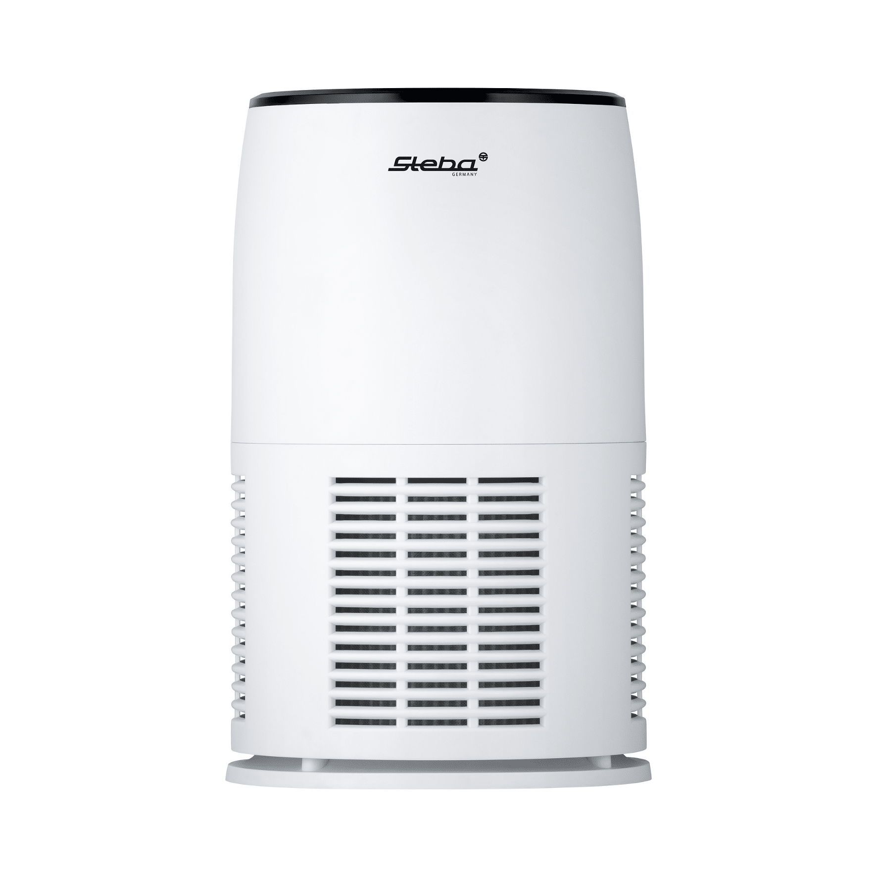 Weißer Steba Luftreiniger mit runder Form und seitlichen Lüftungsschlitzen für effiziente Luftreinigung.