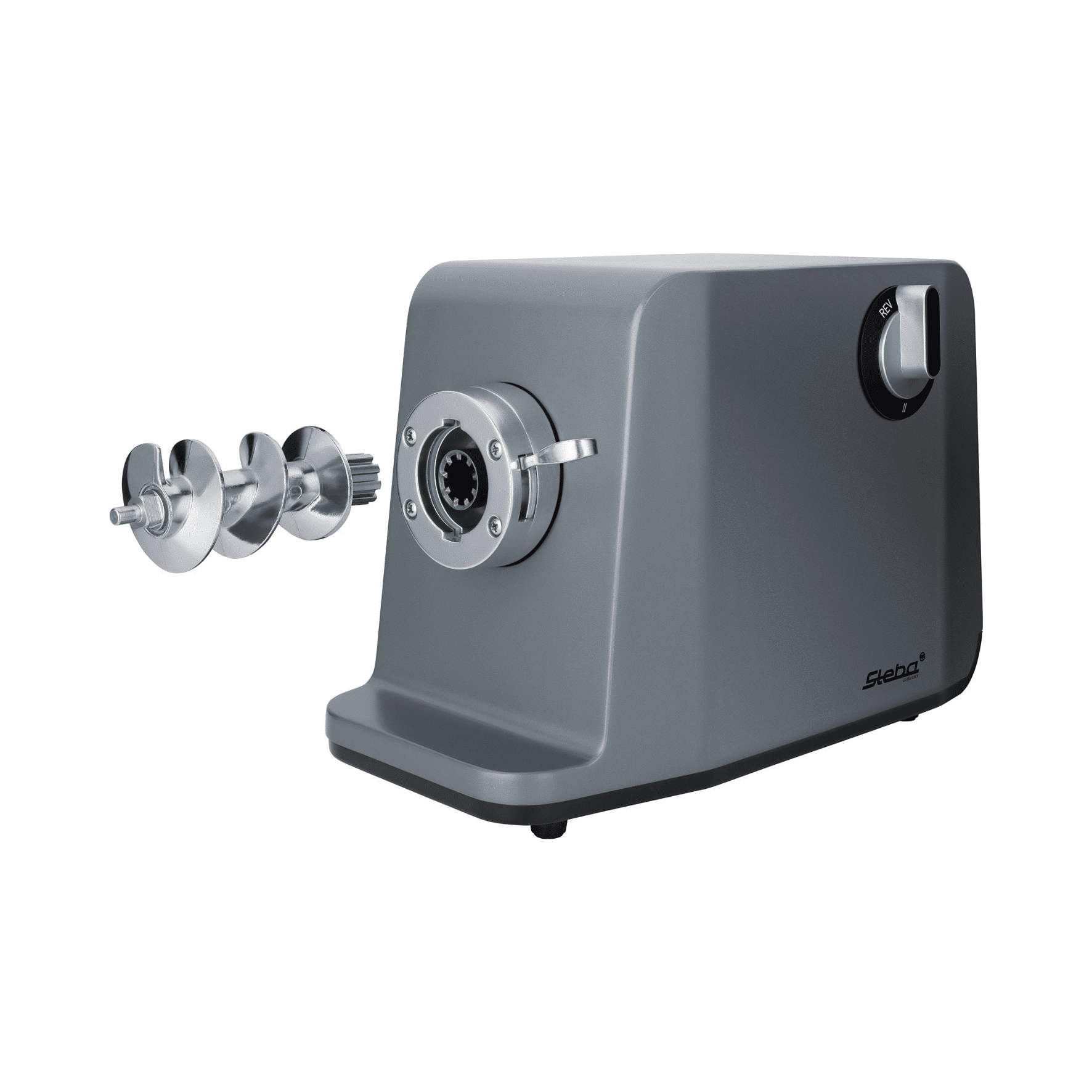 Steba MG 3000 Profi Fleischwolf mit Aluminium-Schnecke. Robustes Gehäuse in Grau, für effizientes Fleischverarbeiten.