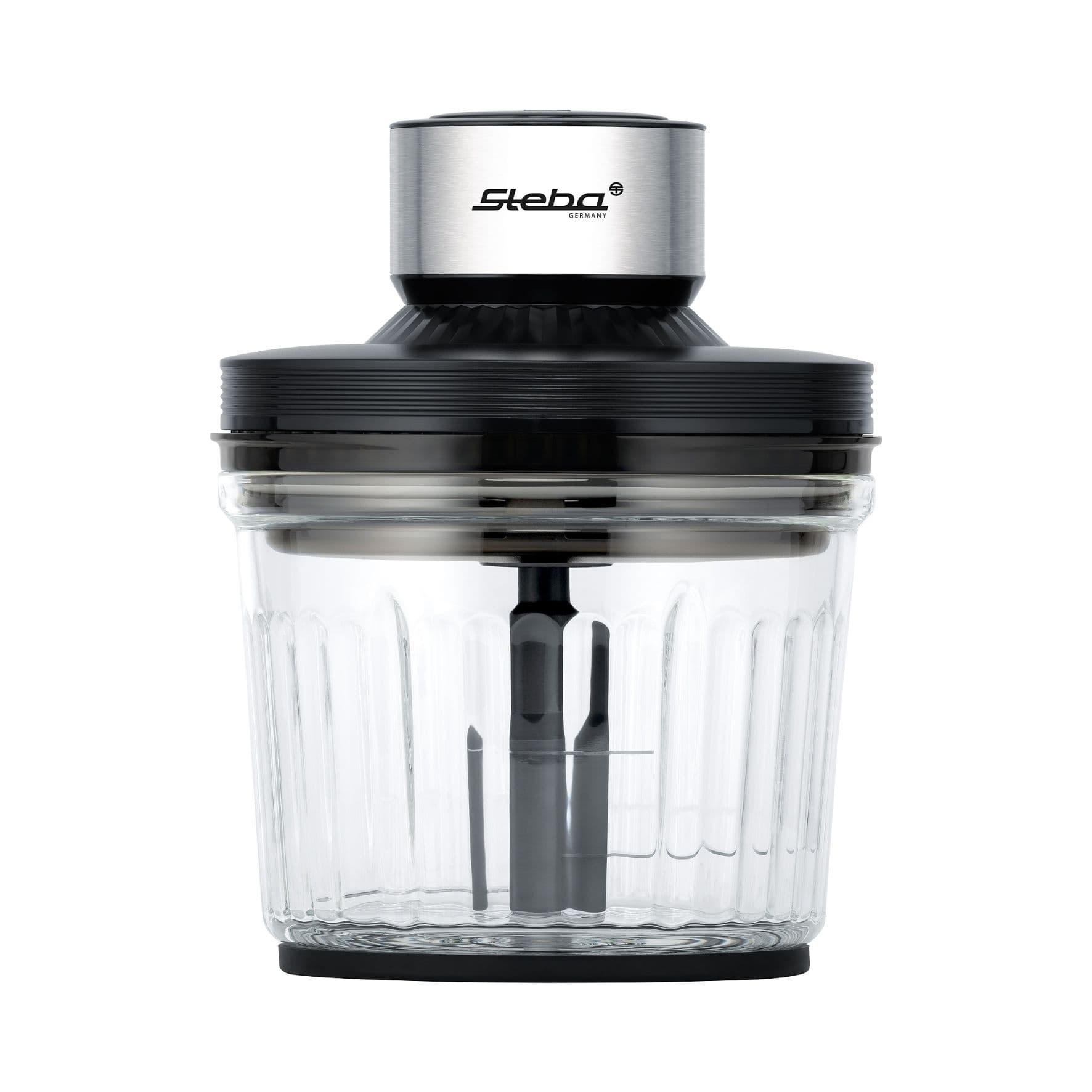 Steba MG 400 Multi-Zerkleinerer mit transparentem Behälter und schwarzem Deckel. Ideal zum Zerkleinern von Lebensmitteln.