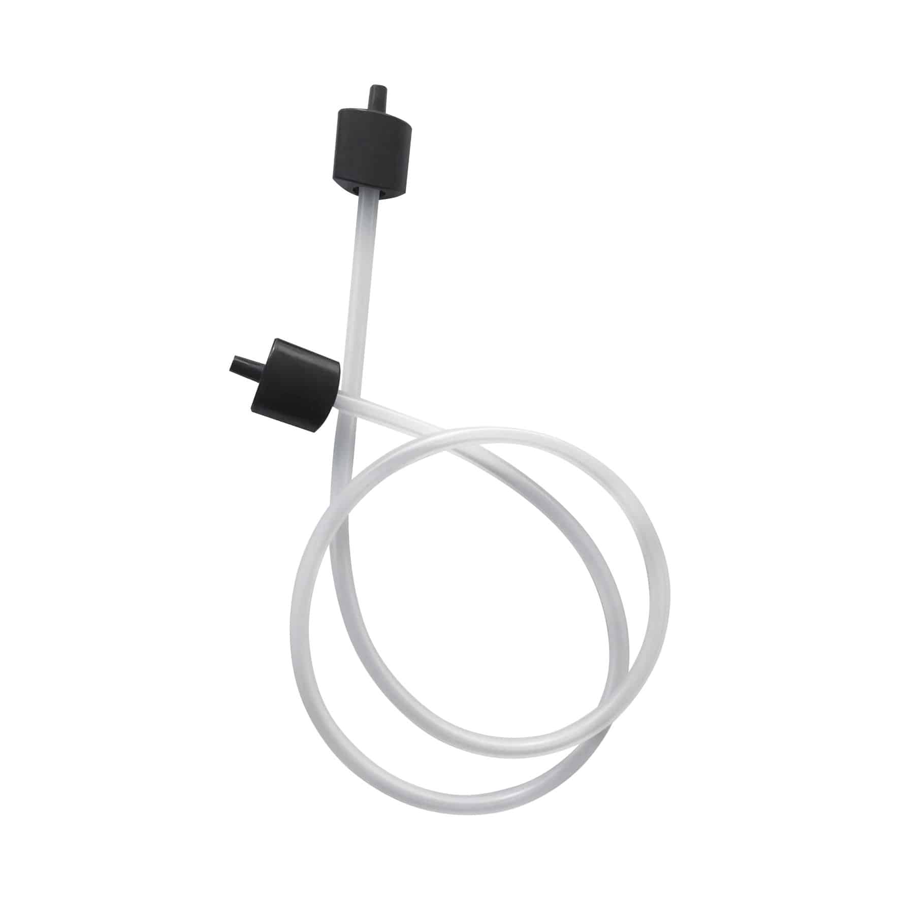 Transparente Verbindungsschlauch mit schwarzen Endstücken, geeignet für Steba Elektrogeräte. Flexibel und langlebig.