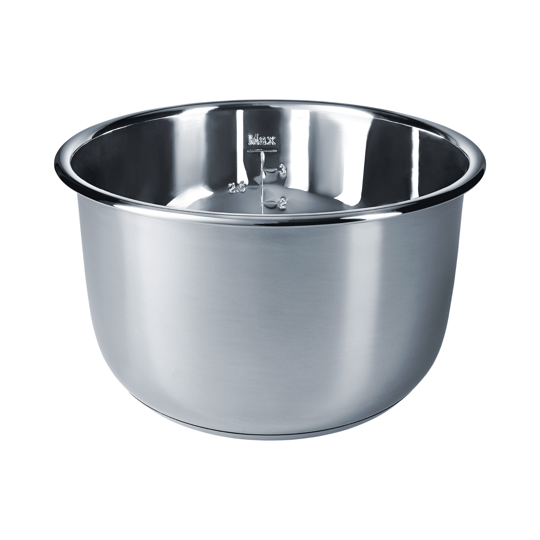 Edelstahl-Innentopf für Steba Multikocher, mit Markierungen für Mengenangaben und robustem Design.