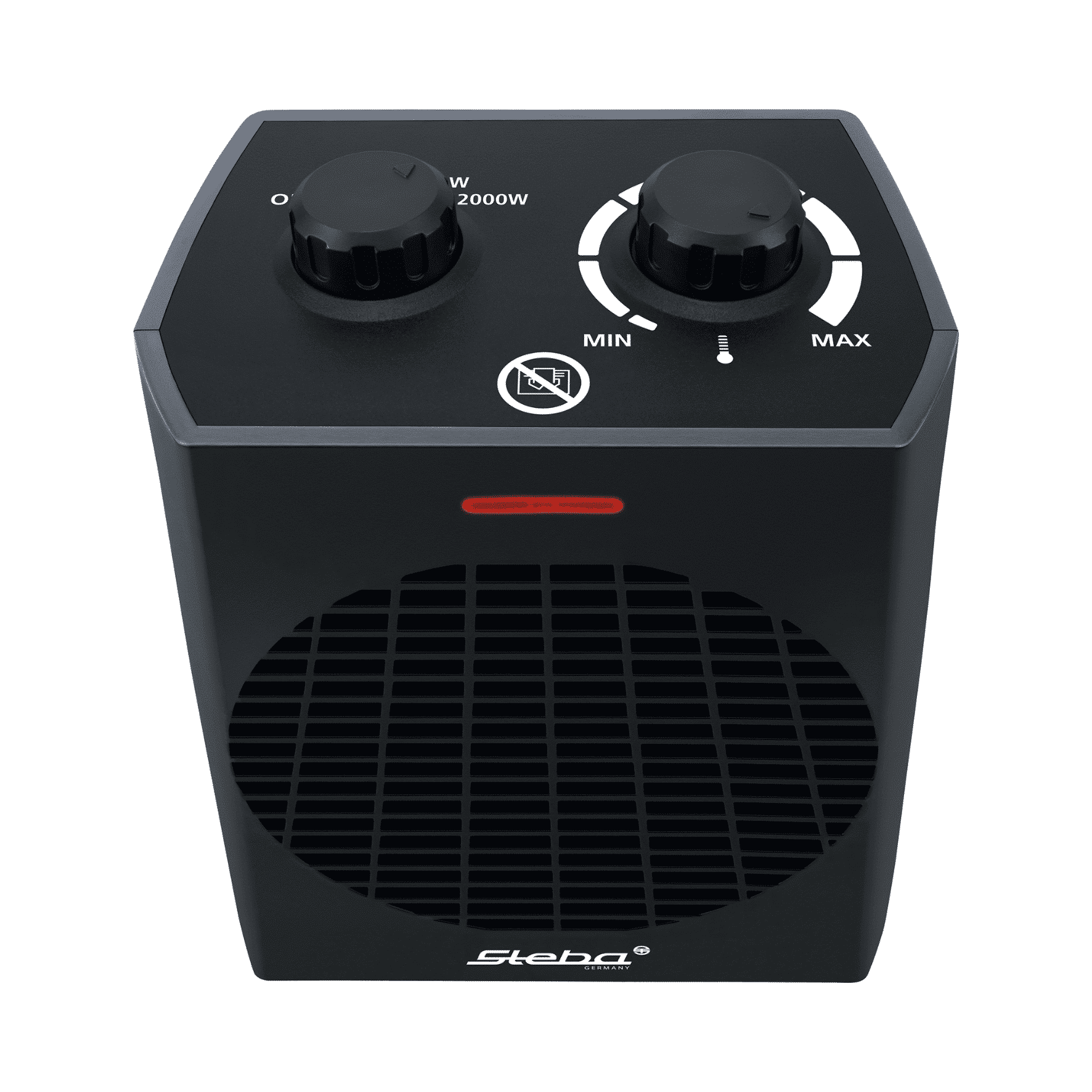 Heizlüfter Steba FH504 mit 2000W Leistung, temperaturregelbarem Drehknopf und Sicherheitsanzeige in modernem Design.