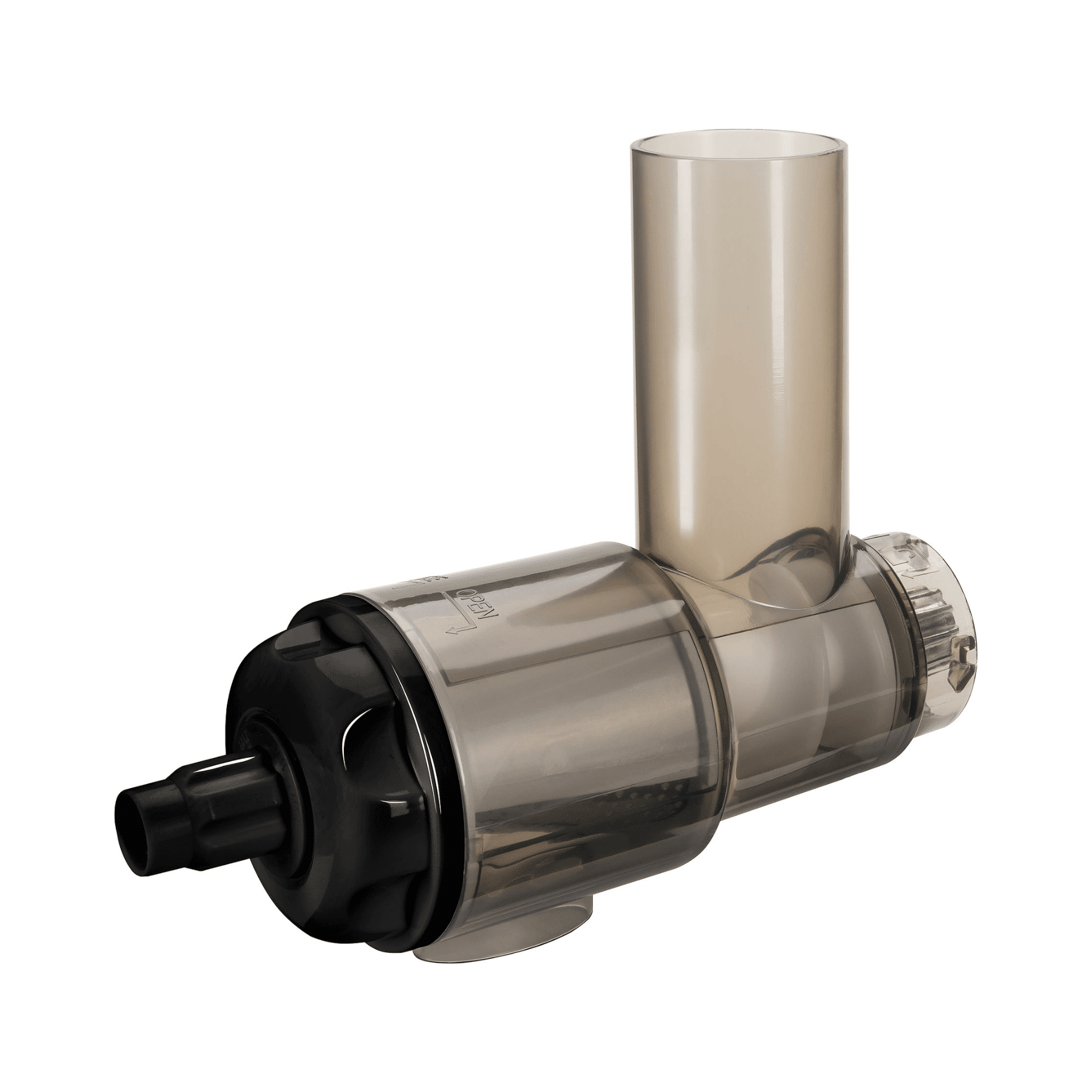 Fleischwolfaufsatz für Steba Entsafter, transparentes Gehäuse, mit Einfüllschacht und Anschluss für einfache Handhabung.