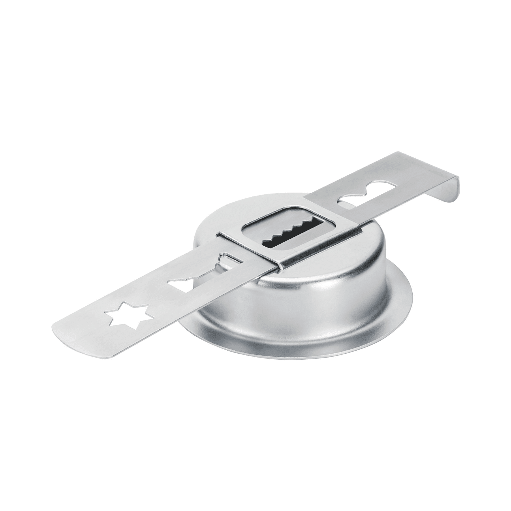 Spritzgebäckvorsatz für den Steba Fleischwolf, aus Edelstahl, mit verschiedenen Ausstechformen und Schneidmechanismus.