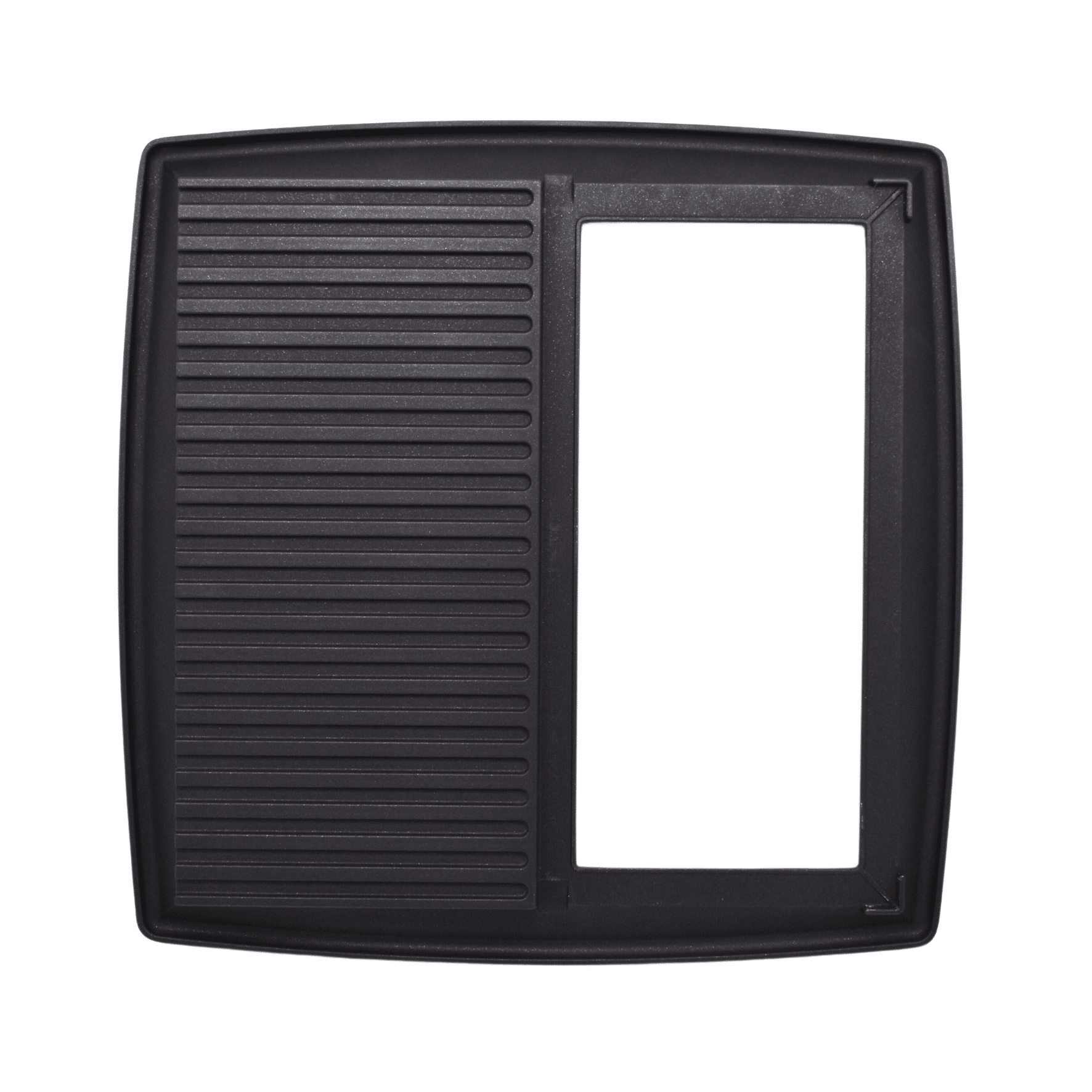 Grillplatte für Raclette mit einer geriffelten und einer glatten Fläche, ideal für verschiedene Grillgerichte.