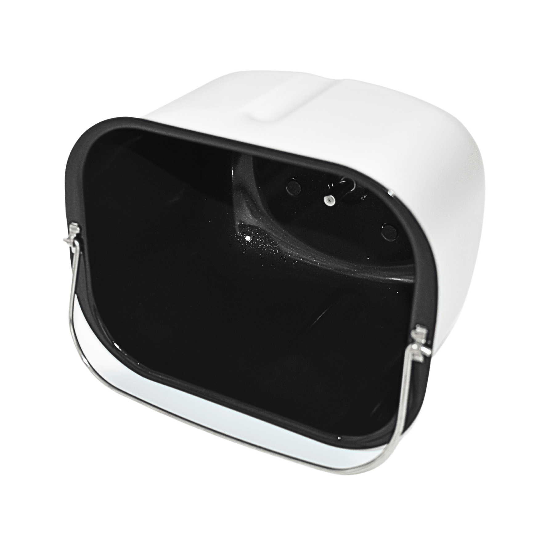 Backform für den Steba Brotbackautomaten, rechteckig mit schwarzem Innenraum und weißer Außenfläche. Ideal zum Brotbacken.