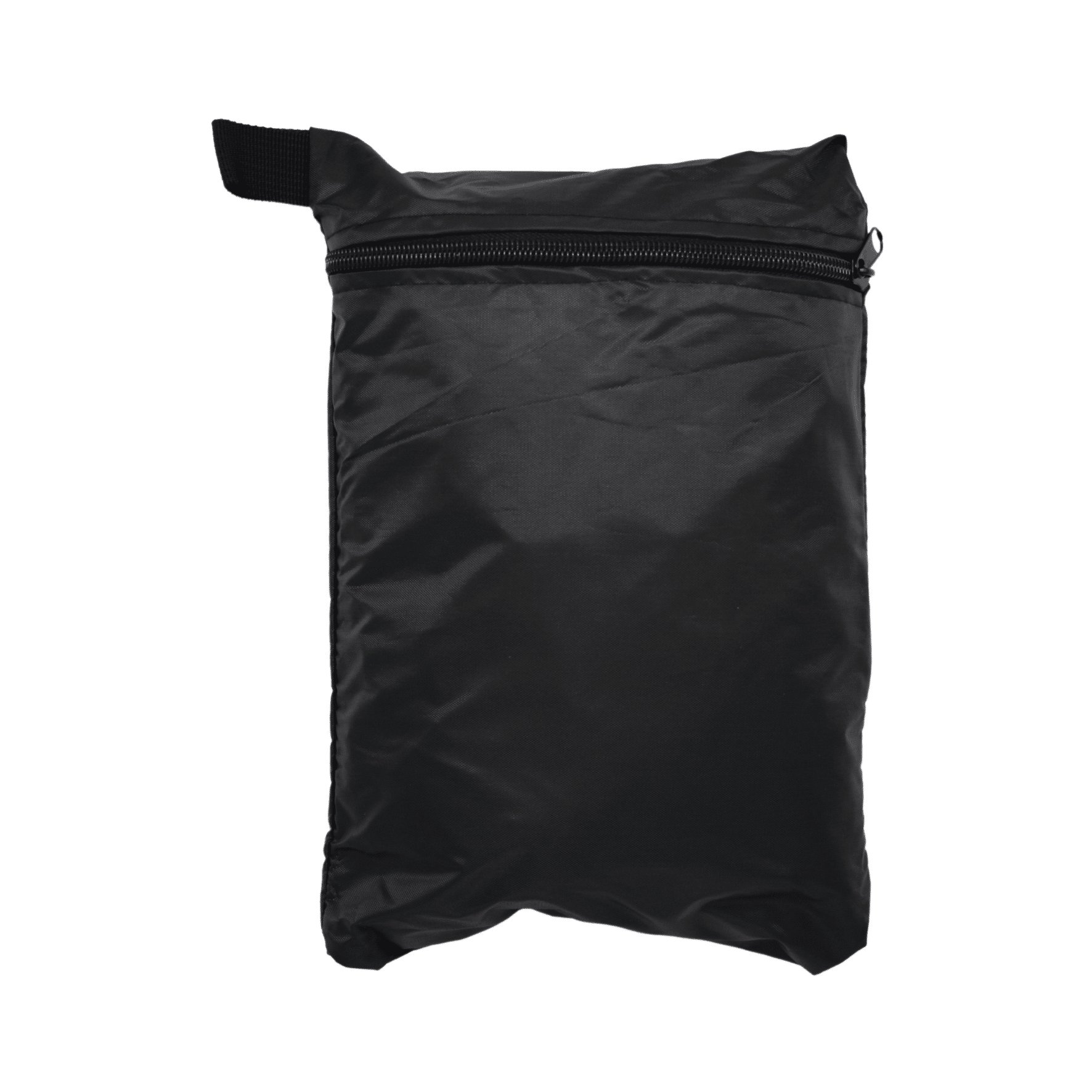 Schwarze Grillabdeckung in Verpackung, mit Reißverschluss und Griff. Ideal zum Schutz von Grillgeräten.