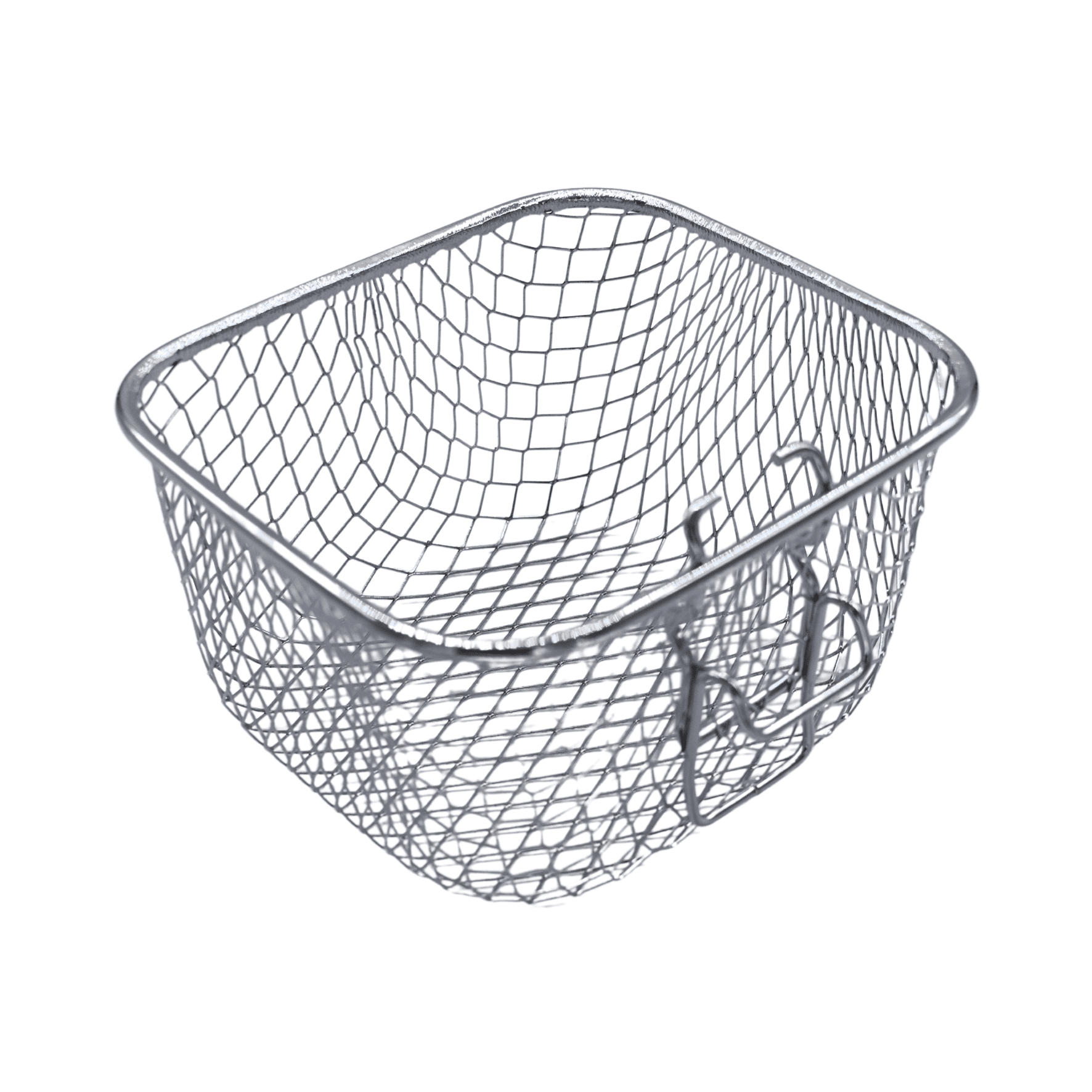 Frittierkorb aus Edelstahl für Steba Fritteuse, quadratisch, mit stabiler Maschenstruktur und Aufhängemöglichkeit.