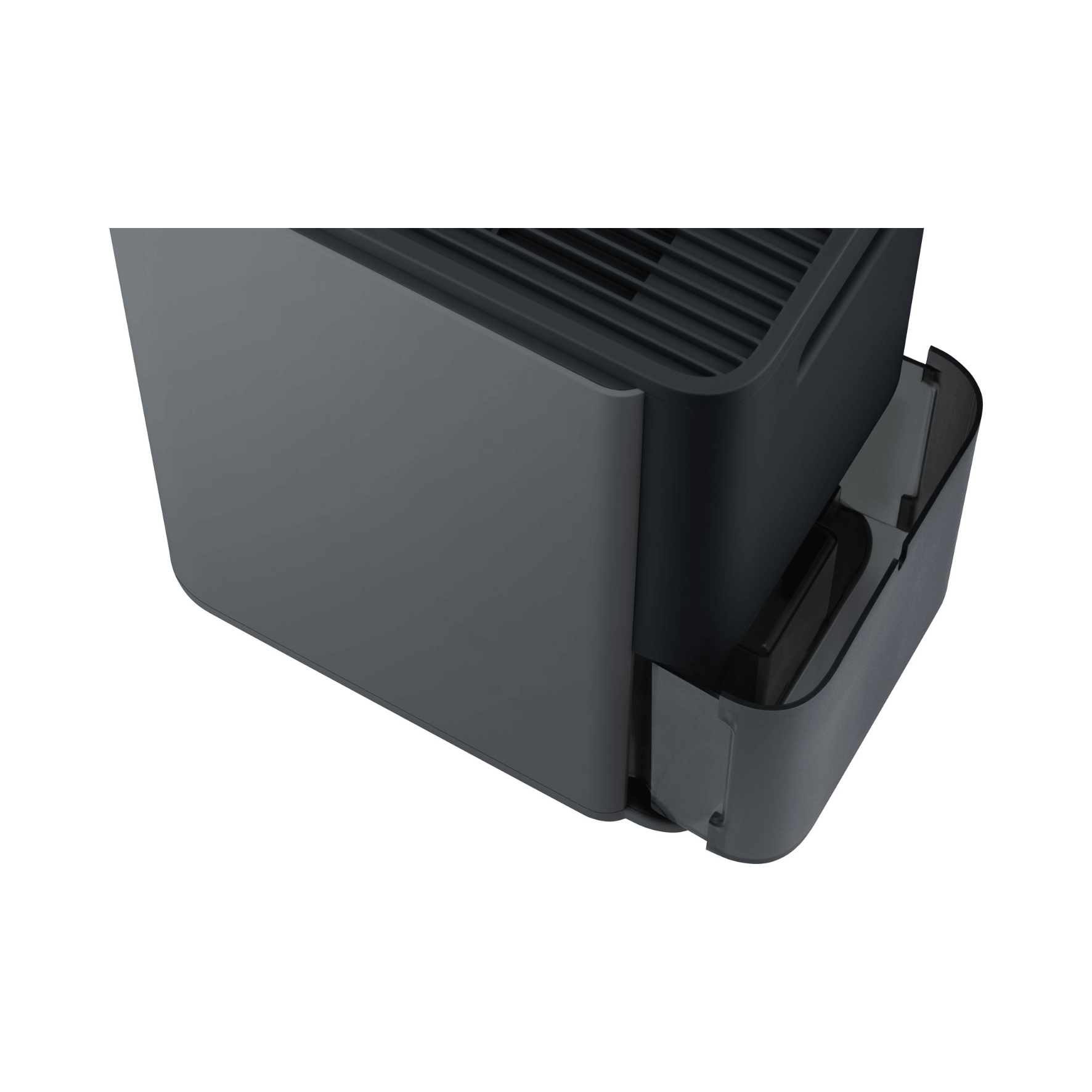 Detailansicht des Wassertanks eines Steba LE200 Luftentfeuchters, in modernem Design und praktischer Form.