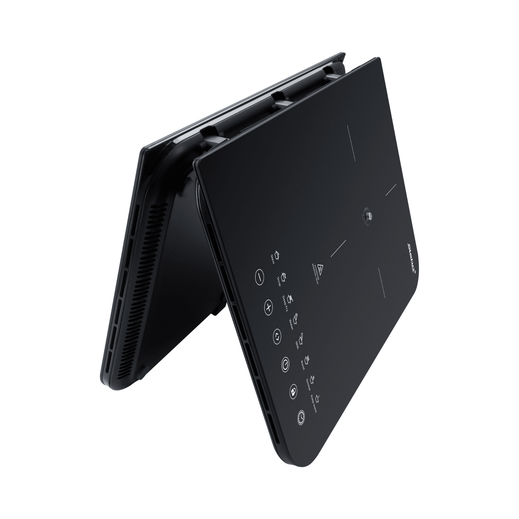 Klappbares Induktionskochfeld von Steba mit digitaler Steuerung, Temperaturregelung und kompakter Bauweise für einfache Lagerung.